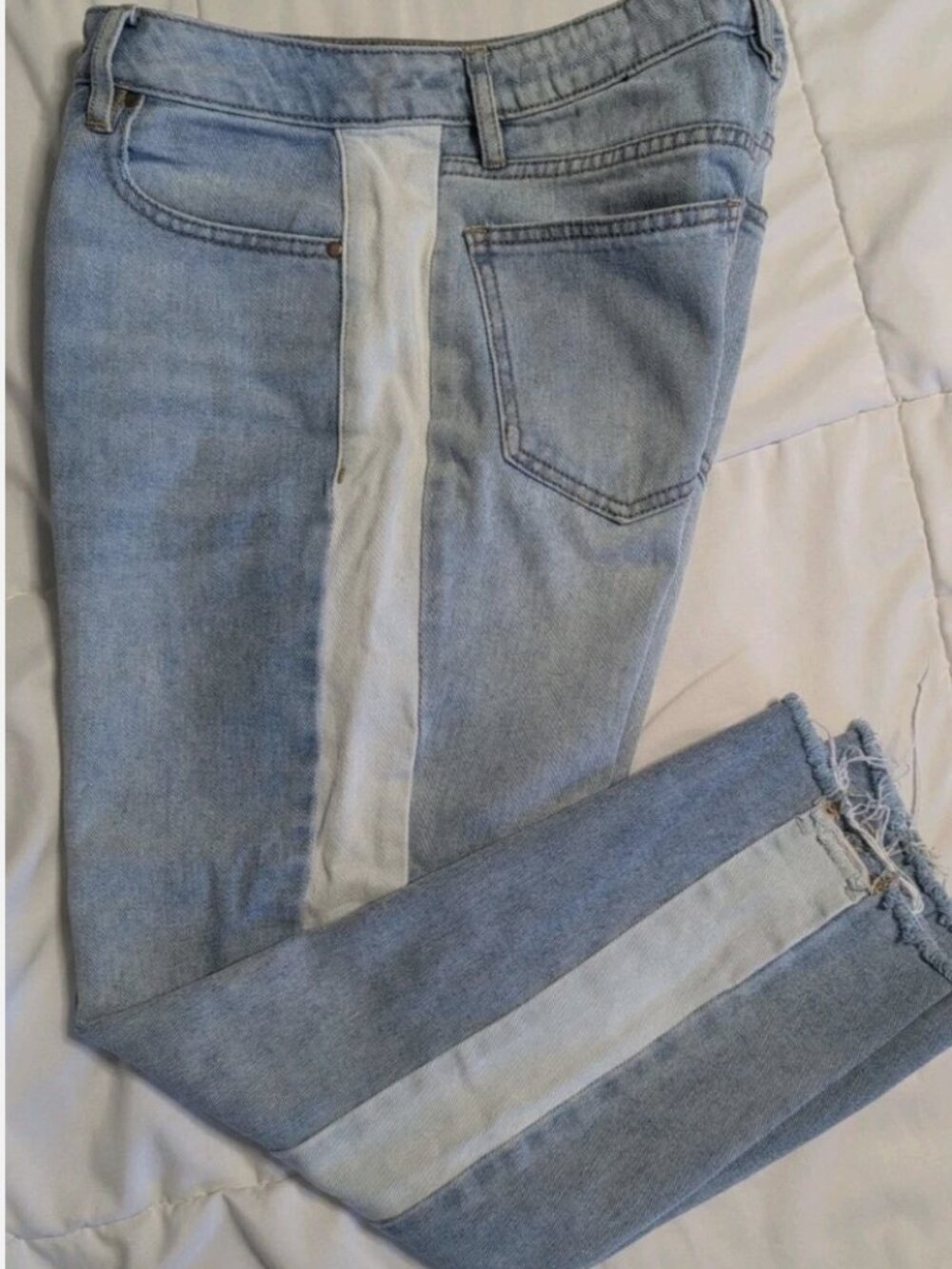 PACSUN High Rise MOM JEAN Styled Denim Blue Stonewashed Frayed Hem Size 26